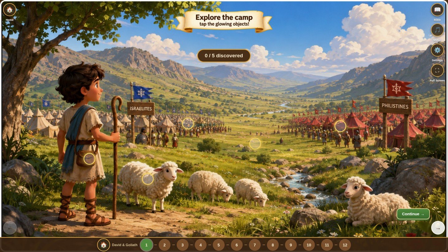 Gameplay: exploring the Israelite camp for hidden details