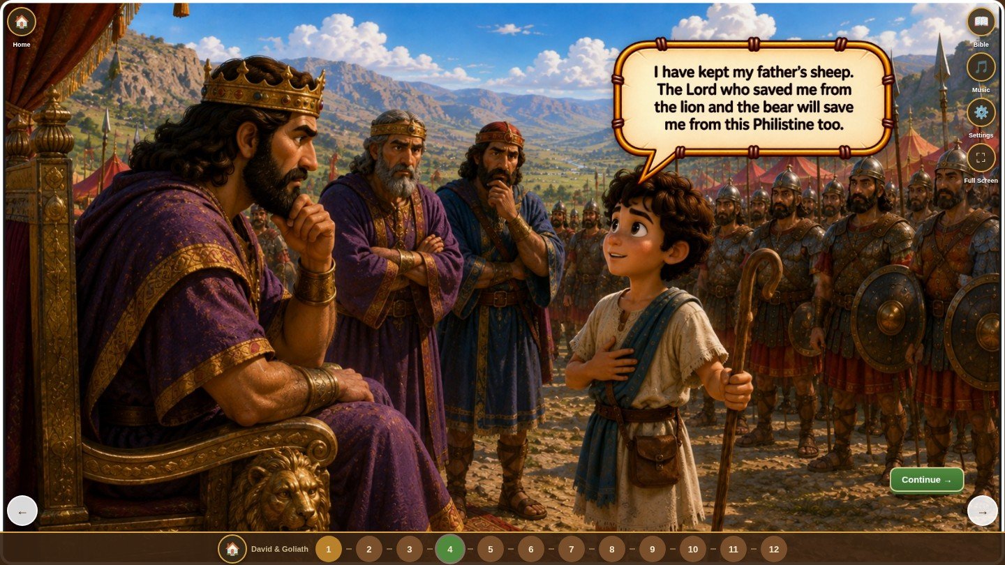 Gameplay: David speaking before King Saul