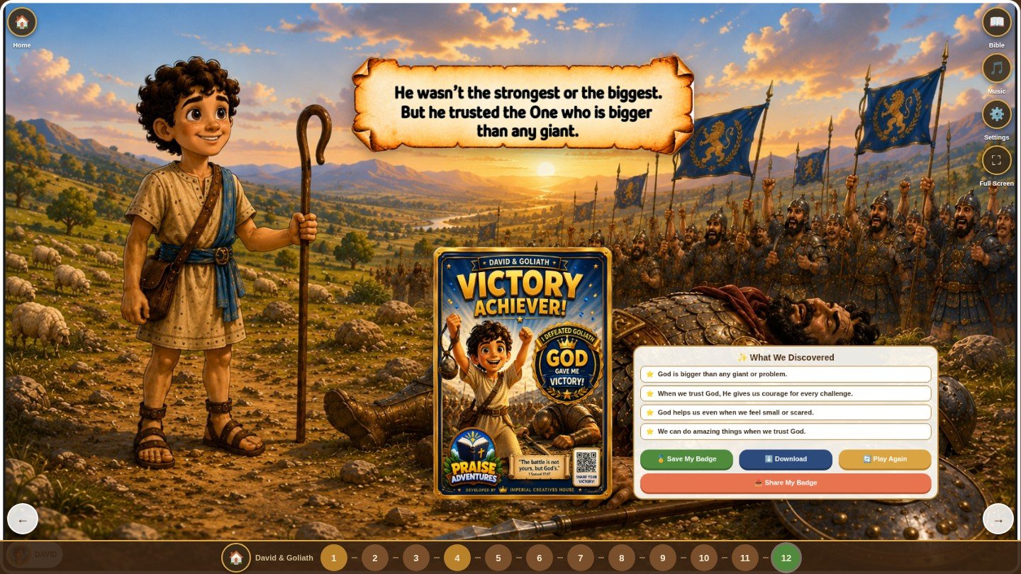 Gameplay: victory badge and reflection screen