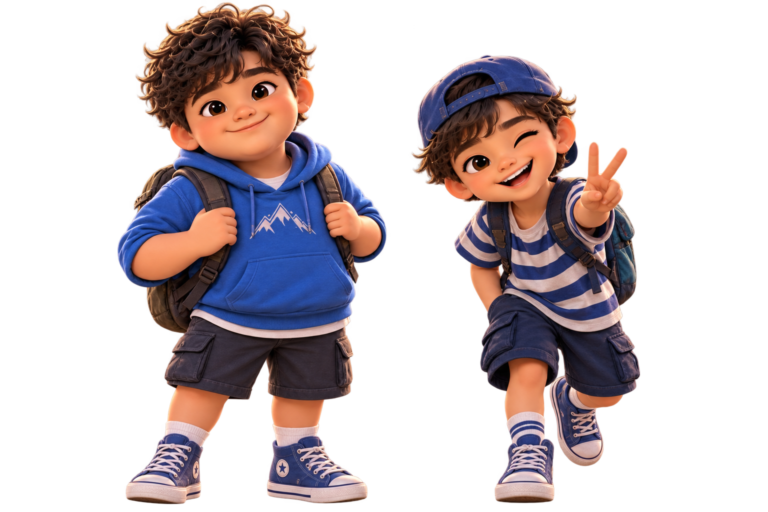 Kael and Theo, the Praise Adventures mascots
